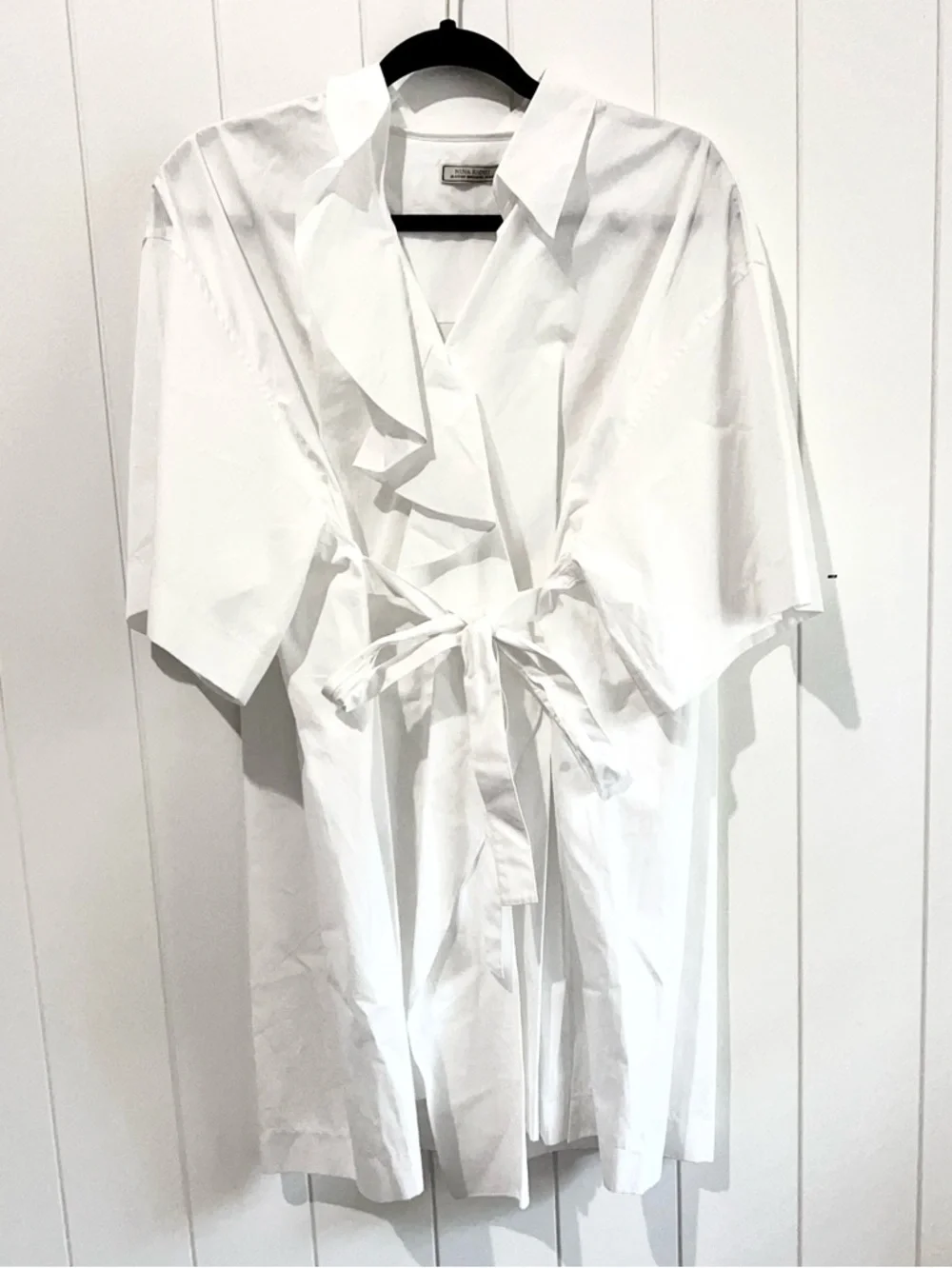 Nina Ricci NWOT Blouse Top  Ruffle Belted Unique Short Sleeves Size XL White - Picture 4 of 15